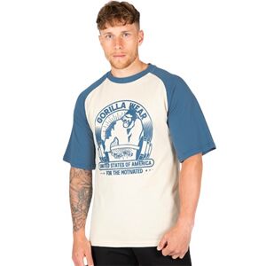 Gorilla Wear Pánské tričko Oversized Logan béžová/modrá - 4XL