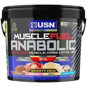 USN (Ultimate Sports Nutrition) USN Muscle Fuel Anabolic 4000 g - mix čokoláda, jahoda, vanilka, cookies & cream + USN Šejkr Steel Qhush 750 ml ZDARMA
