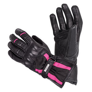 Dámské kožené moto rukavice W-TEC Pocahonta  XL  černo-růžová