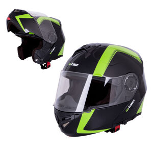 Výklopná moto helma W-TEC Vexamo  černo-zelená  M (57-58)