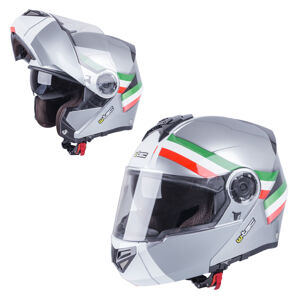 Výklopná moto helma W-TEC Vexamo  XL (61-62)  šedá-trikolor